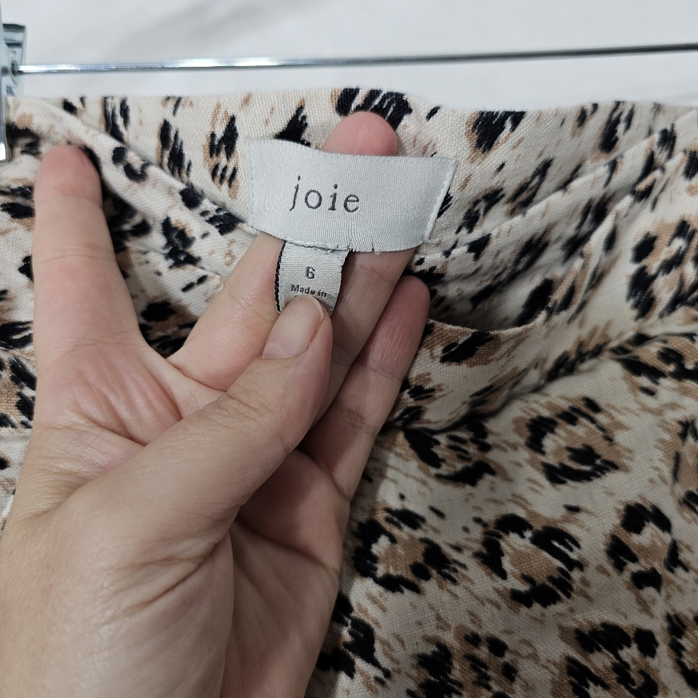 Joie Collen Linen Leopard Print Midi Wrap Skirt 6 - image 3